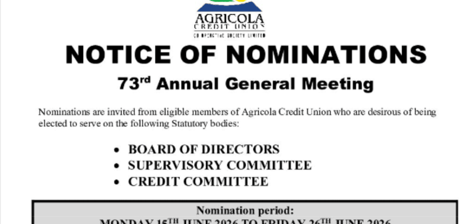 NOTICE OF NOMINATIONS FOR ANNUAL GENERAL MEETING